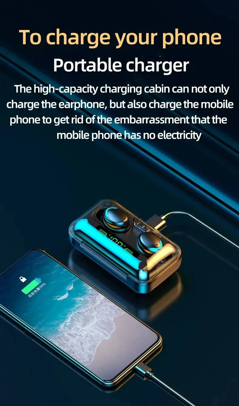 NEW F9 Upgrade TWS Bluetooth Earphones Wireless Headphone 9D Stereo Sports Waterproof Earbuds Headsets With Microphone